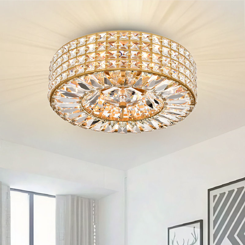 Plafonnier encastré rond en laiton brillant à 4 lumières Jolie Prism