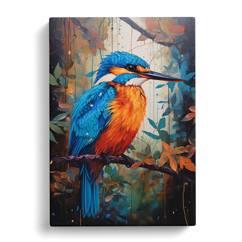 Kingfisher Expressionism - Wrapped Canvas, 50cm H x 35cm W x 3cm D