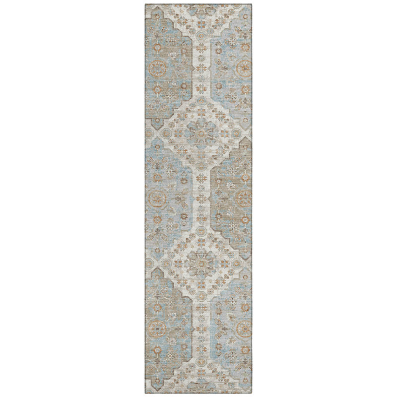 Machine Washable Indoor/Outdoor Chantille ACN2643 Damask Rug, 2'3" x 7'6" Runner, Ivory