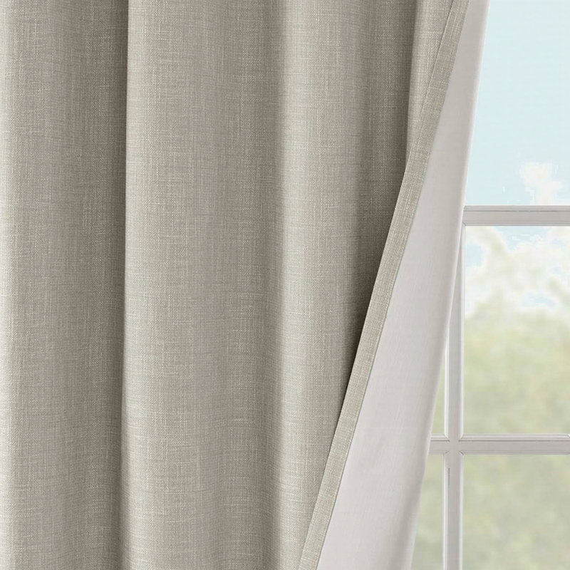Printed Heathered Blackout Grommet Top Curtain Panel, Taupe, 100" W x 84" L