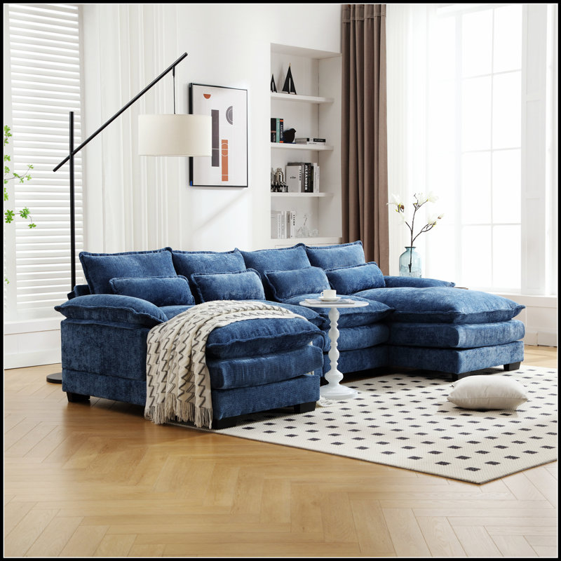 Luxueux canapé modulaire en chenille pour un confort et un style ultimes, parfait pour les salons modernes