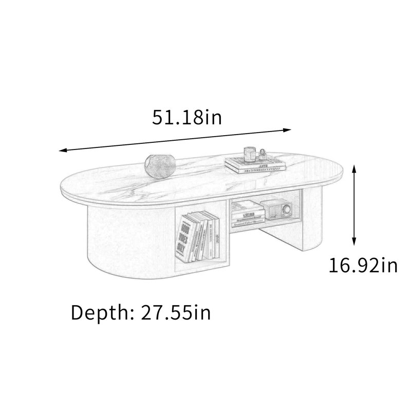 Table basse ovale en ardoise