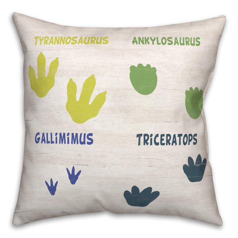 Dinosaur Footprints Throw Pillow, 20" x 20"