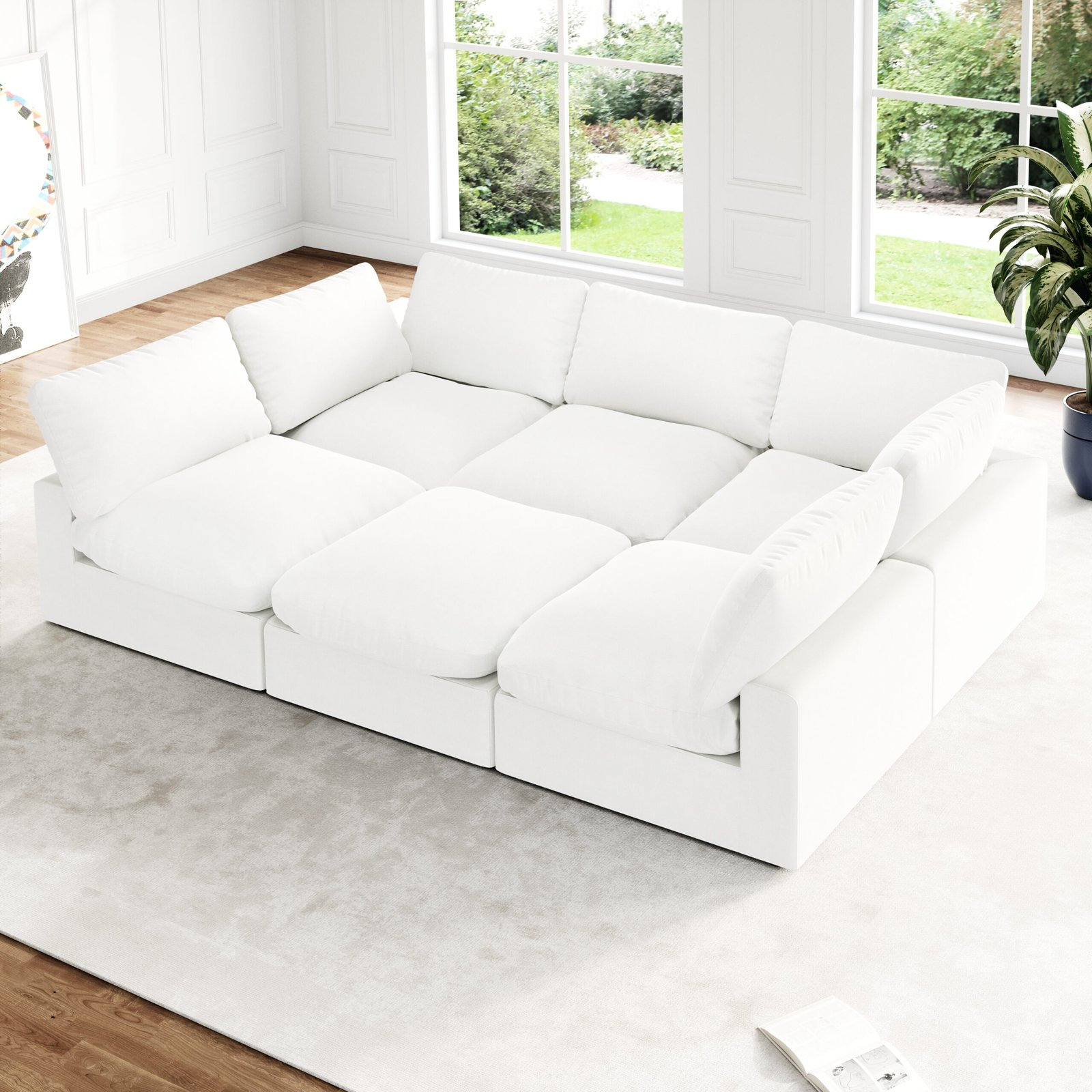 Hokku Designs Upholstered Cloud Modular Sectional Sofa, Modern Comfy ...