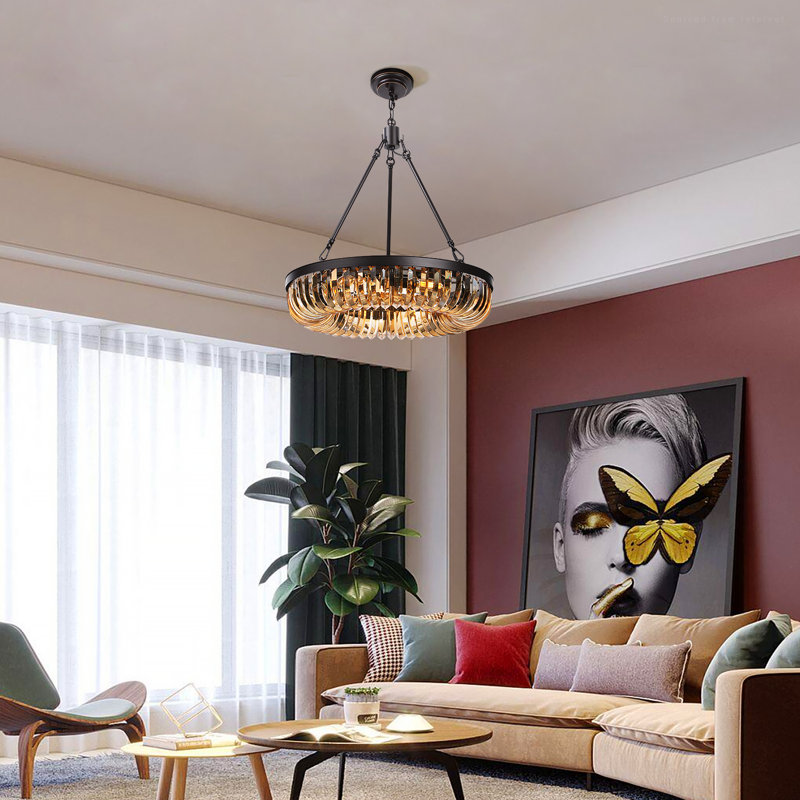 6-Light Dimmable Crystal Chandelier