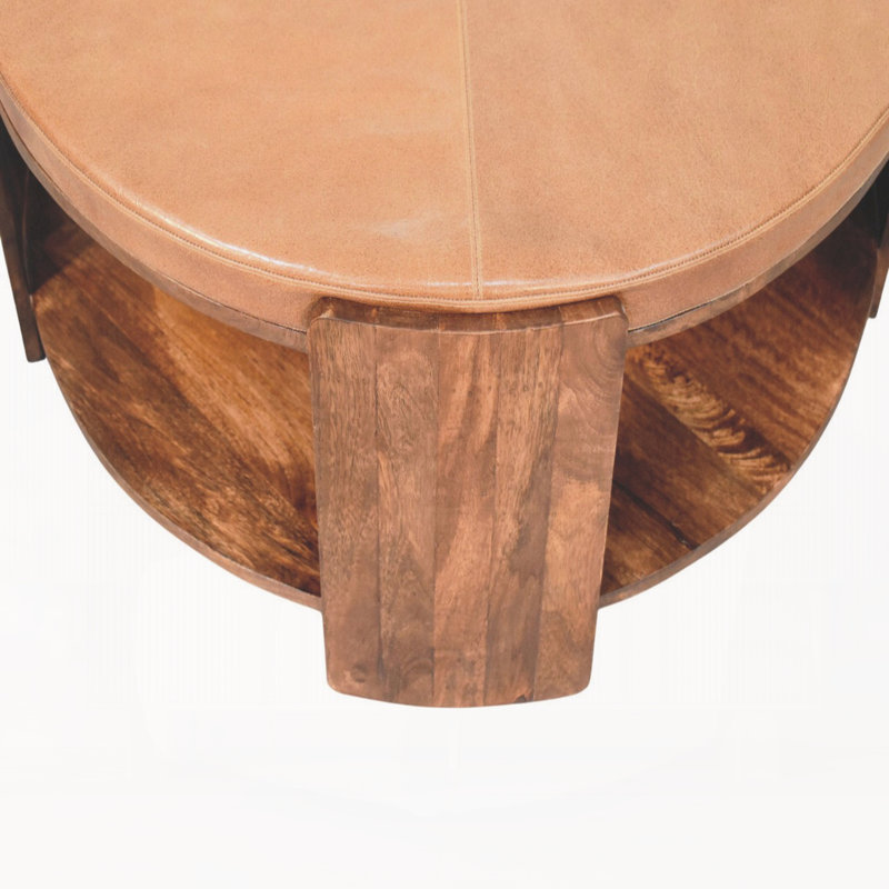 Table basse en bois et cuir Savoy