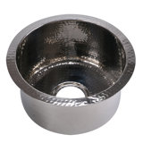 Brightwork 15-Inch Hand Hammered Round Stainless Steel Bar Sink