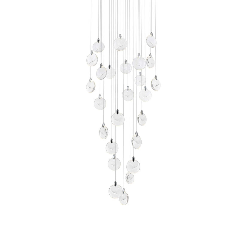 Lustre en cristal Bellino, H 7,5 po x l 36 po x P 36 po, Chrome chrome, 31 lumières