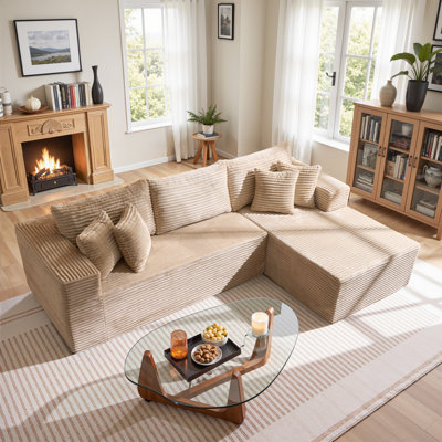 Vivelle 108'' Cloud Upholstered Sectional Couch With Chaise L-Shape Modern Modular Sofa For Living Room Bedroom No Assembly Required