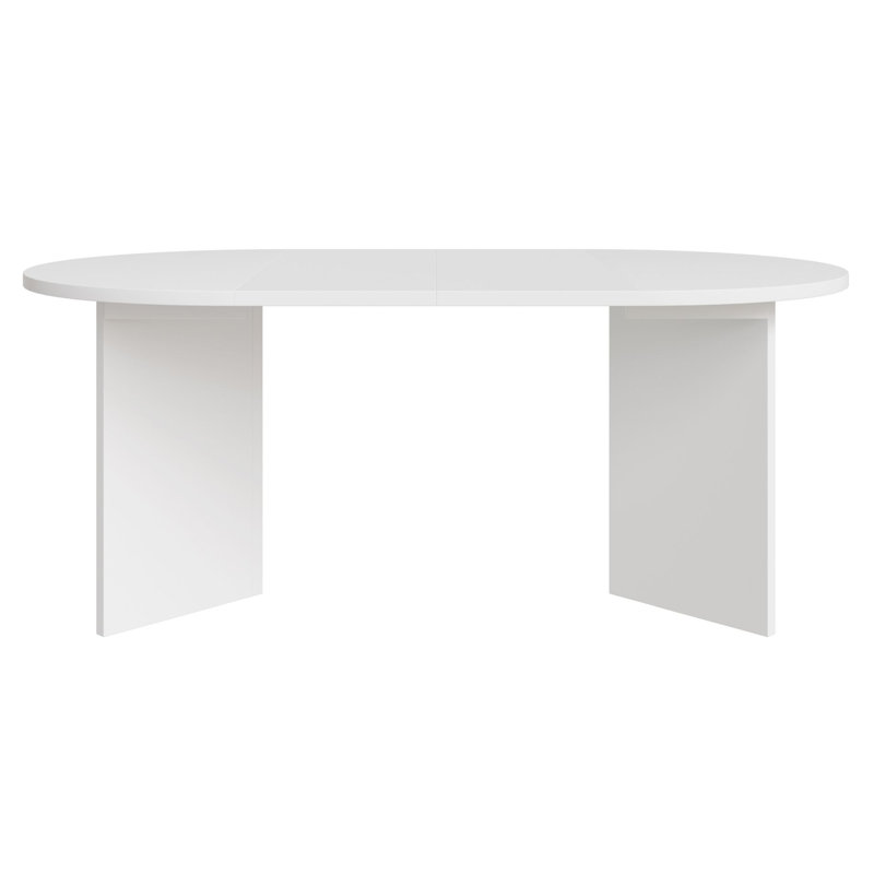 Extendable Round Dining Table, White