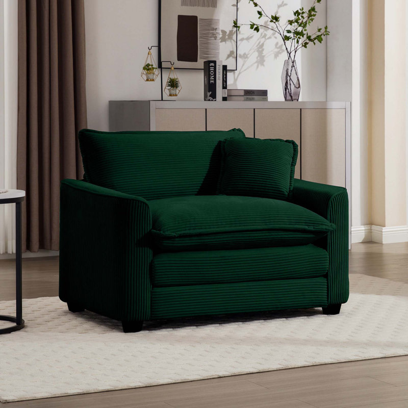 Fauteuil d'appoint simple en velours côtelé, Vert