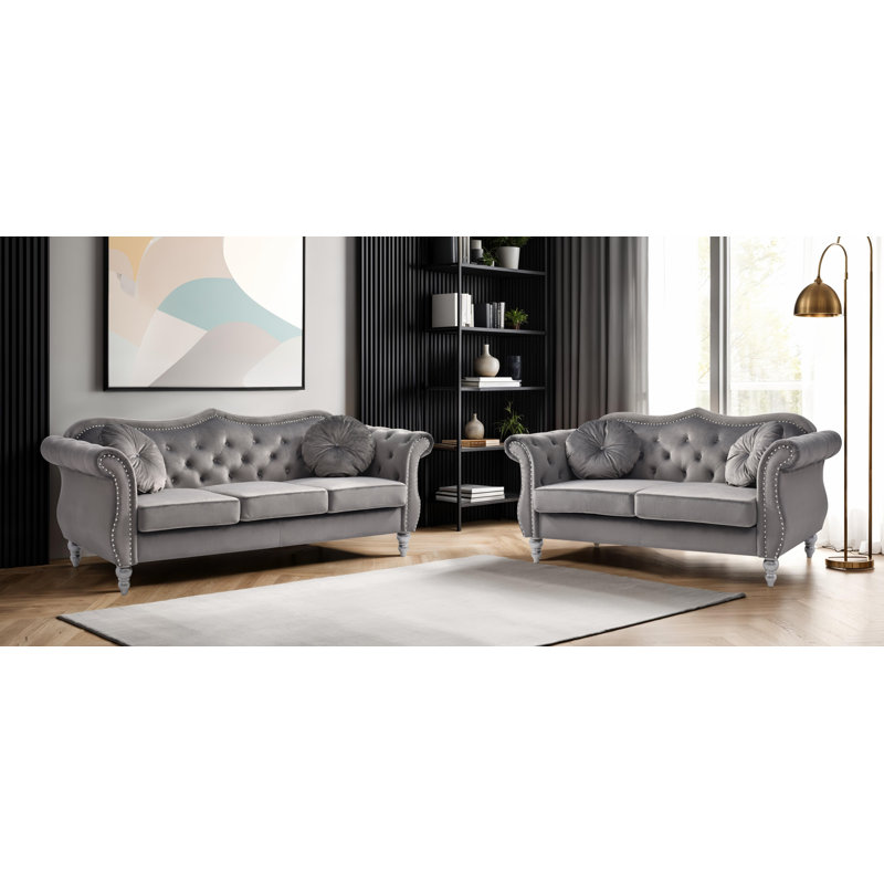 Ensemble de salon 2 pièces Geneva, Gris foncé