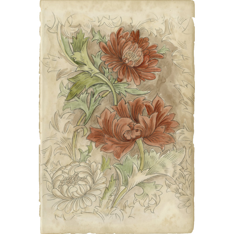 Floral Pattern Study I - Graphic Art, Wrapped Canvas, 30 cm H x 20 cm W