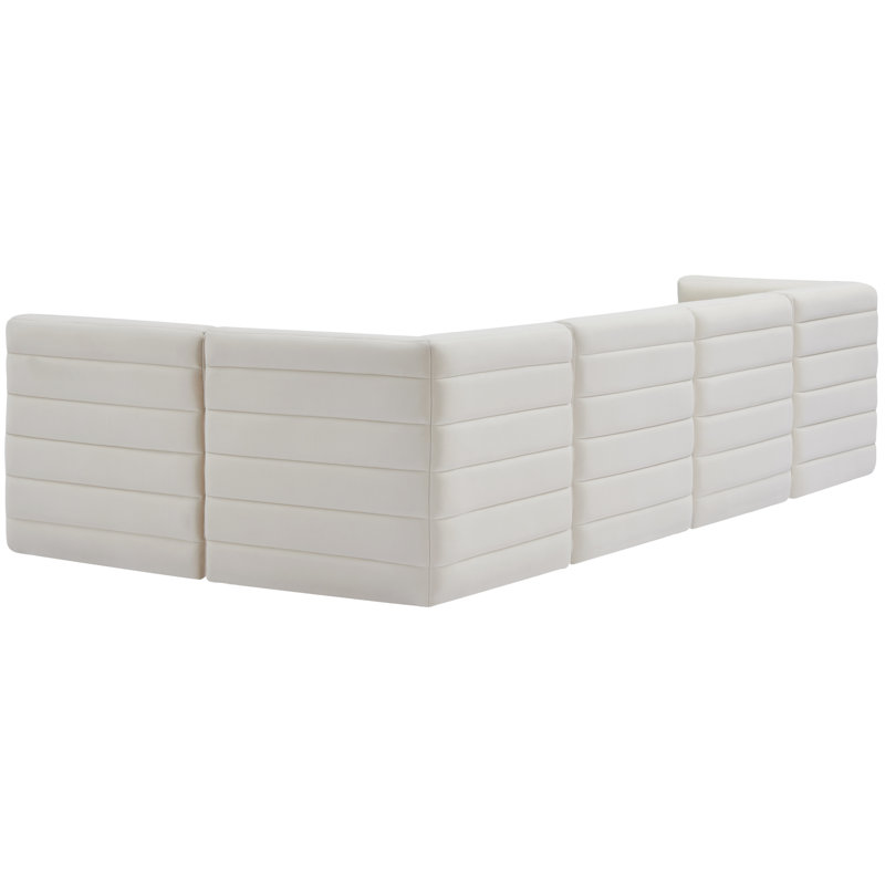 Enso Velvet L-Shaped Sectional Reversible, Cream Velvet