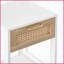 Panneau de fibres à densité moyenne blanc Table basse en rotin avec tiroir - Table d'appoint facile à nettoyer pour le salon / la chambre à coucher, assemblage rapide-679998688
