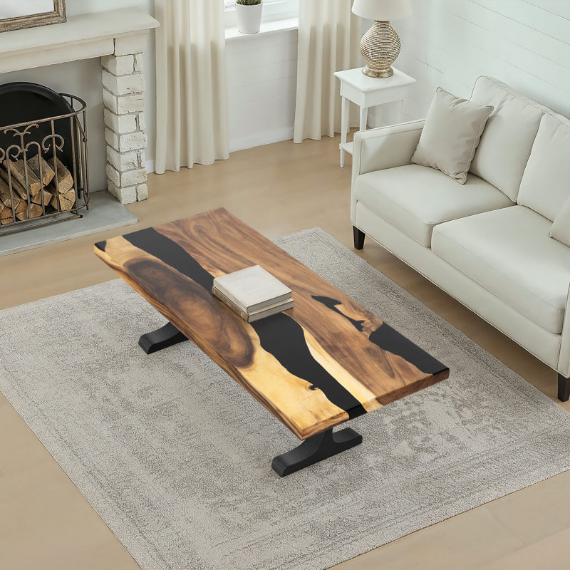 Table basse rectangulaire, H 18,4 po x l 24 po x P 60 po