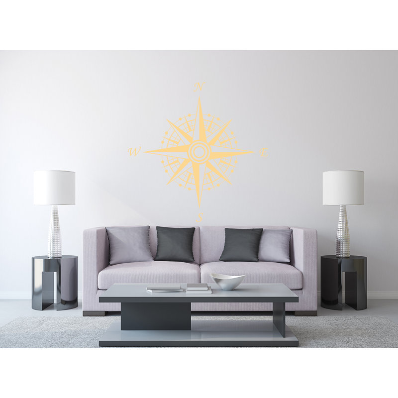 Décalcomanie murale autocollante compass, Crème