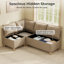 Banquette d'angle modulaire avec rangement, banquette de petit-déjeuner rembourrée en forme de U pour 10 personnes avec 2 sièges d'angle-880015947-880015958