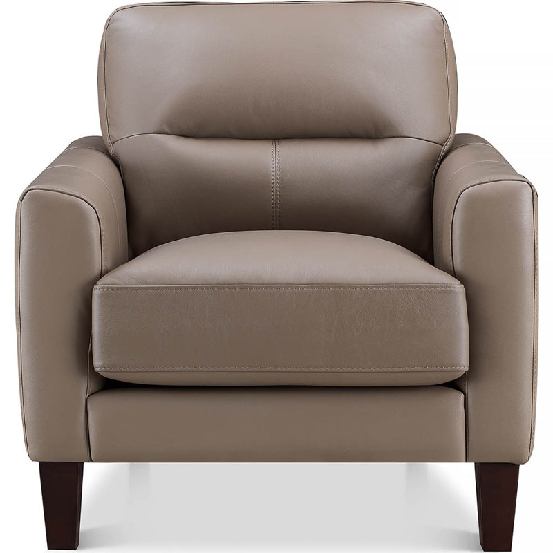 Schneider Top Grain Leather Chair, Chloe Ash Brown Genuine Leather