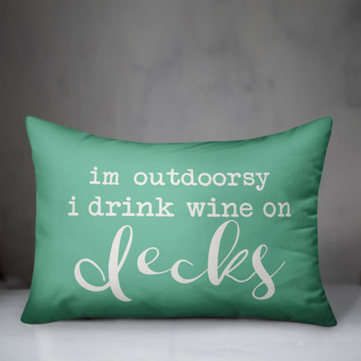 Drink Wine on Decks Outdoor Rectangular Pillow Cover & Insert