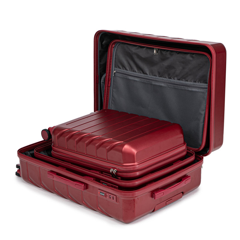 20 "/ 24" / 28 "3 pièces / ensemble en valise à roulettes en ABS, couleur assortie, avec serrure à combinaison