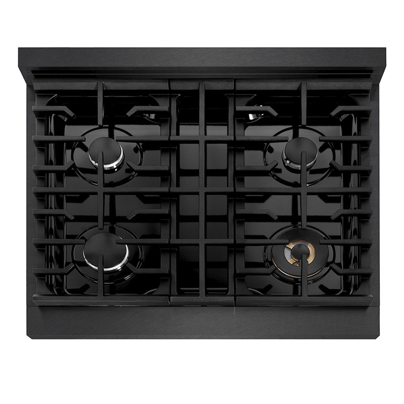 ZLINE Autograph 30" Paramount Dual Fuel Black Stainless Range w/ Gold Accents (SDRBZ-30-G), Black/Polished Gold