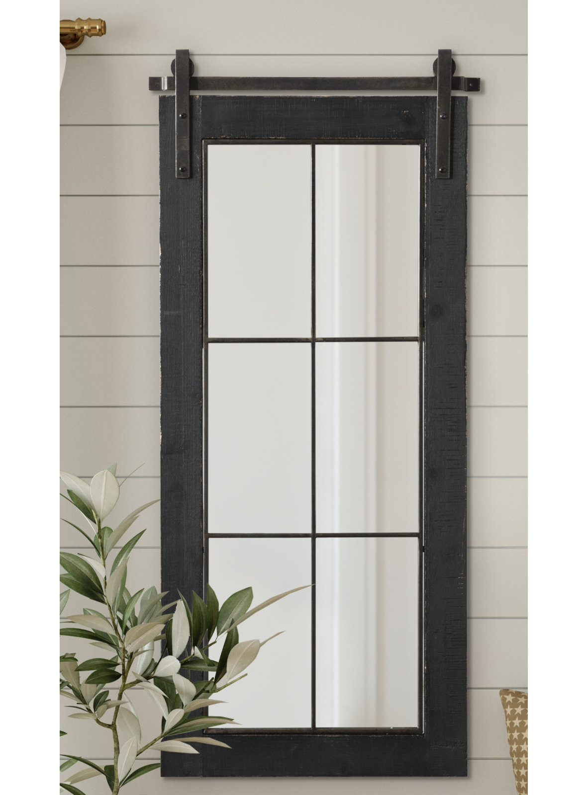 Enora Wood Rectangle Mirror, 37" x 22", Black