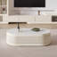  Bilawal Cream Fluted Extendable Oval Coffee Table Solid Wood With 4 Drawers, Fully Assembled
