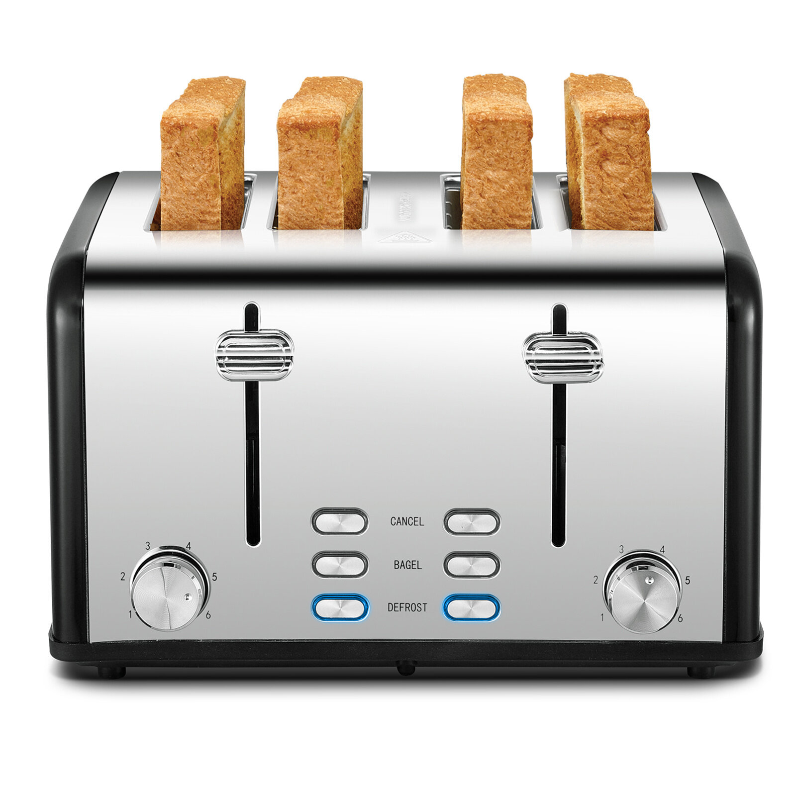 GE 4-Slice Stainless Steel Wide Slot Toaster with 7 Shade Settings