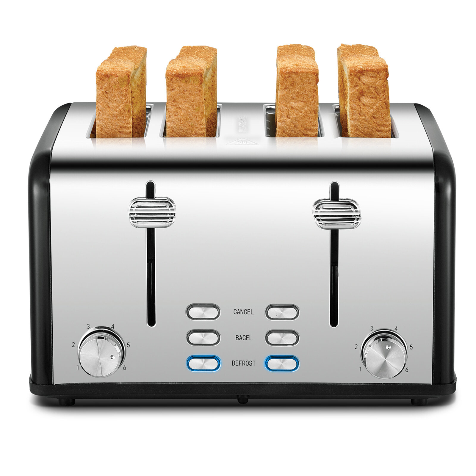 Geek Chef 4 Slice Toaster Extra Wide Slot Toaster Stainless Steel with Dual  Control Panels of Bagel/Defrost/Cancel Function, 6 Toasting Bread Shade