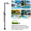 Douche d'extérieur autoportante 86,61 po H, acier inoxydable 316, nickel brossé et noir mat, double fonction chaude et froide avec tête de pluie et douchette-117329994
