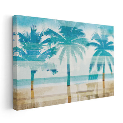 «Beachscape Palms with Chair», reproduction d'art sur toile