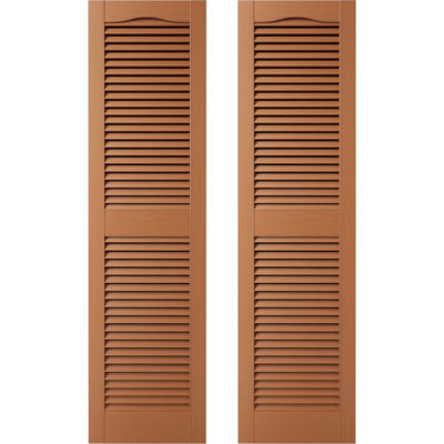 Builders Edge, Standard Cathedral Top Center Mullion, Open Louver Shutters, Includes Matching Installation Spikes (Per Pair)