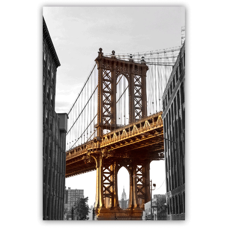 «On a Time in America at the Manhattan Bridge», reproduction de photo sur toile encadrée