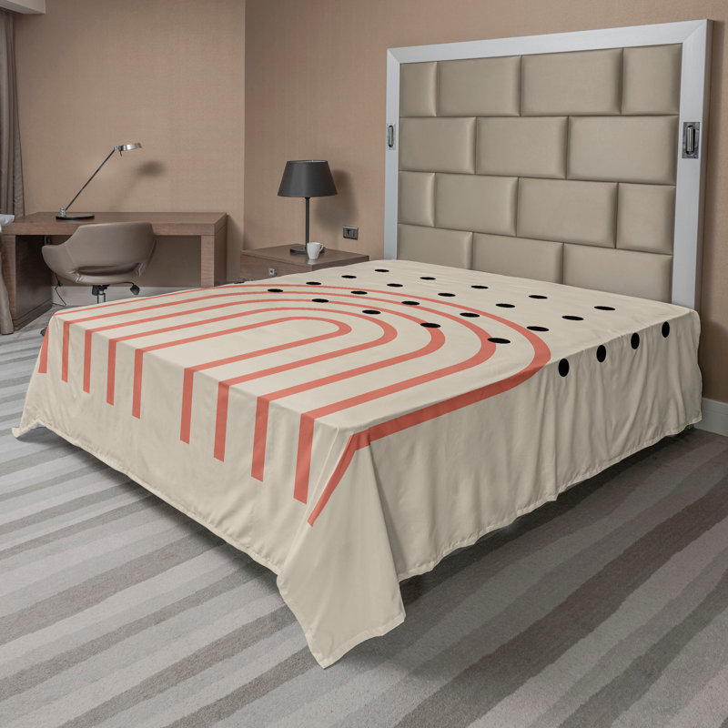 Drap plat moderne de style bohème Ambesonne, Full Flat Sheet, Pale Mustard/Dark Salmon Dots