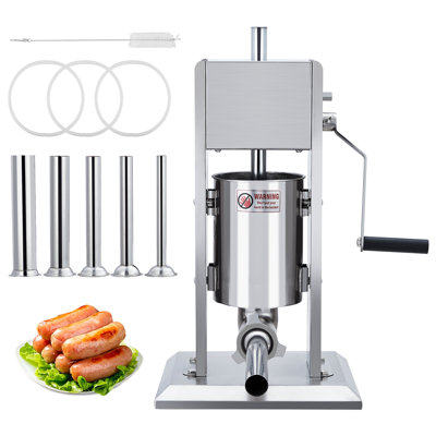 Heavy Duty Manual Sausage Stuffer 3L/7LB – 304 Stainless Steel Meat Filler – Dual Speed – 4 Stuffing Tubes – Ideal for Sausages, Hot Dogs, Churros – Commercial & Home Kitchen