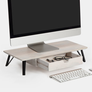 Lameek Wood Monitor Stand With Drawer