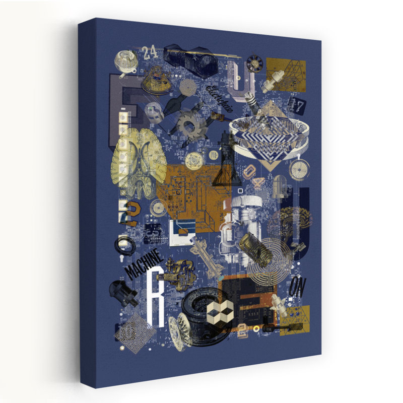 «Futur machine», impression d'art abstrait rétro rétro, 24" H x 16" W