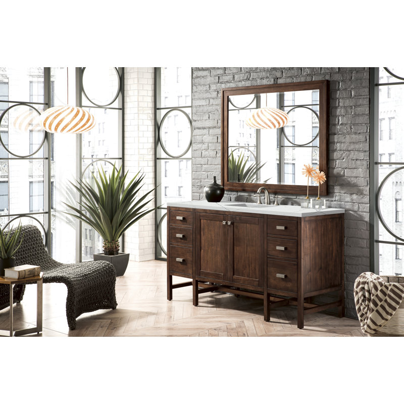 Addison 60'' W Single Vanity, 8" Widespread, Ethereal Noctis, Mid Century Acacia