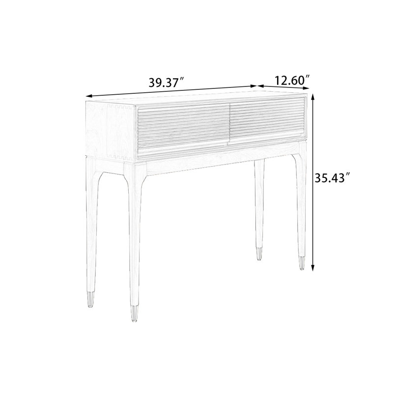 35.43" Walnut colour Rectangular Solid Wood Console Table, 35.43" H x 39.37" W x 12.6" D