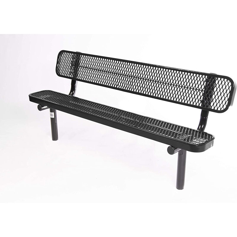 Banc d'extérieur COATEDOUTDOORFURNITURE, noir, extensible, 1,83 m, avec dossier, à encastrer dans le sol, Noir