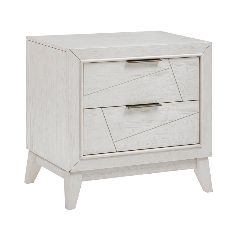 Table de chevet à finition blanche antique avec tiroirs, meubles de chambre à coucher modernes, 1 pièce