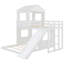 Lit superposé en bois, lit mezzanine avec maisonnette, maison de campagne, échelle, glissade et garde-corps-1108372386