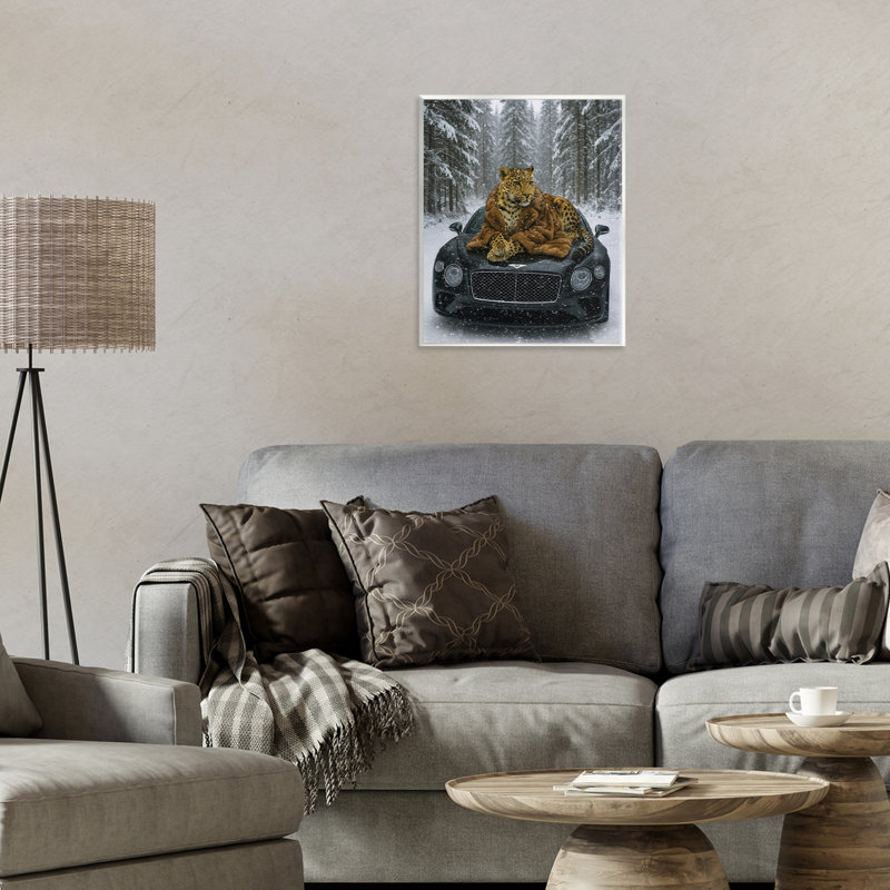 Plaque murale luxueuse «Leopard Winter Woods» par Grotto Studios