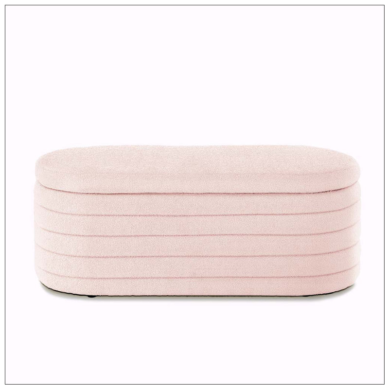 Banc de rangement moderne avec repose-pieds ovale, Pink