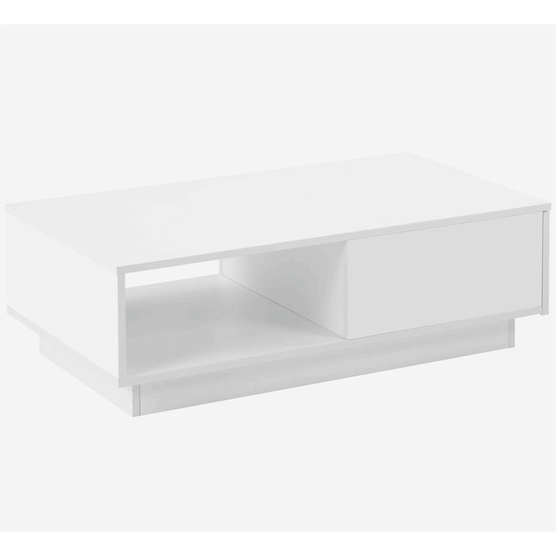 Aunah Pedestal Coffee Table with Storage, White