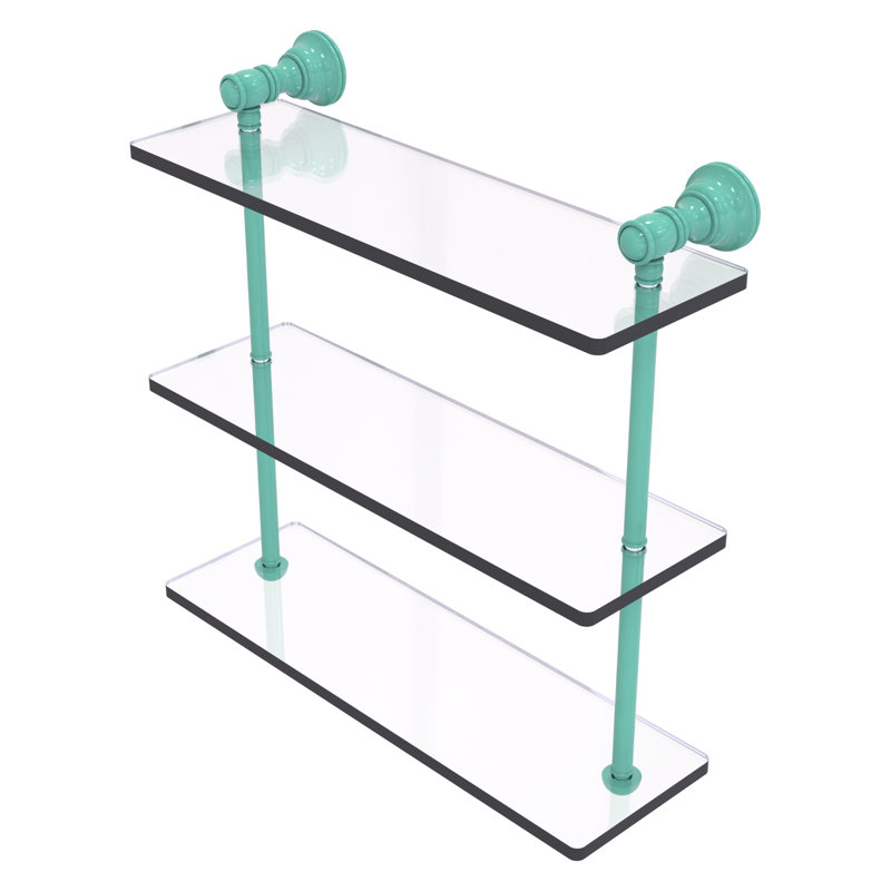 Freyja 3 Piece Glass with Towel Bar, 16" H x 16" W x 5.54" D, Sea Foam Green
