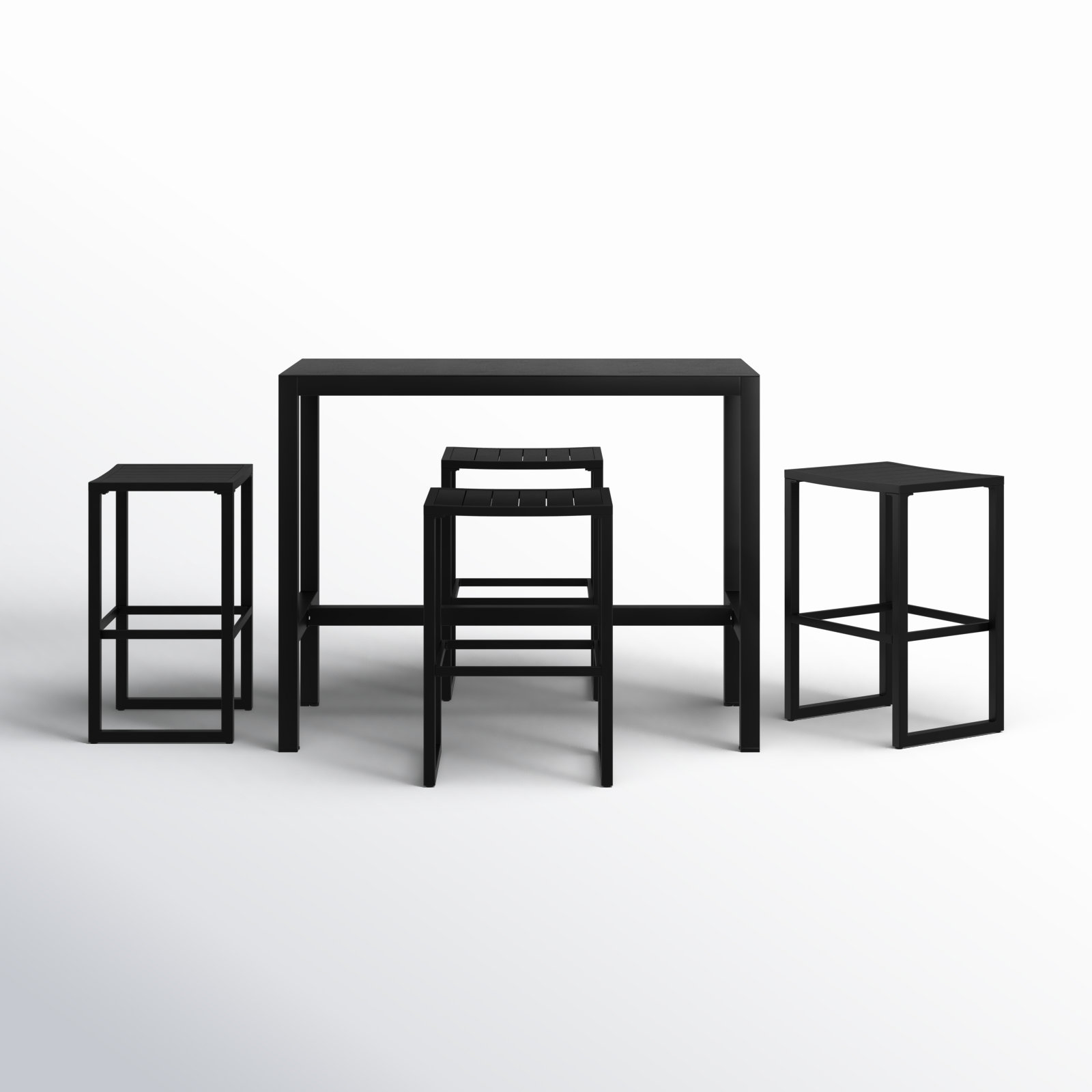 Armando 54'' Rectangular Outdoor Dining Set, Black, 4