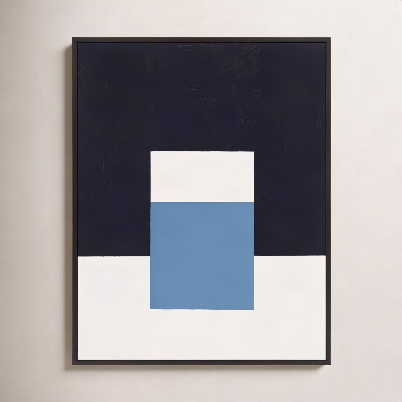 Square Sky by Robert Kamnatnik, 38" H x 30" W x 1.38" D, Black Framed Canvas