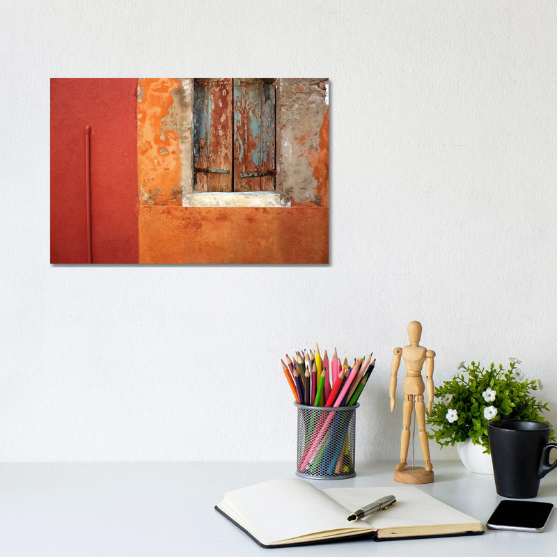 Italy, Burano. Weathered House Window And Wall. by Jaynes Gallery - Wrapped Canvas Gallery-Wrapped Canvas Giclée